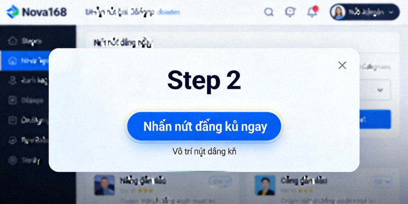 Bước 2 nhấn nút đăng ký ngay trên Nova168 - Vị trí nút đăng ký