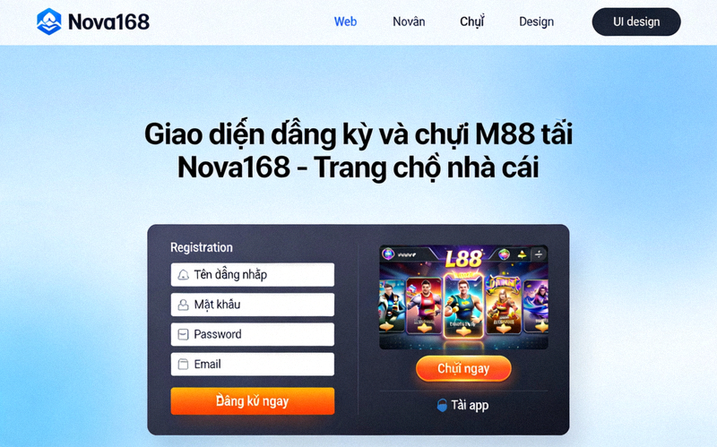 Giao diện đăng ký và chơi M88 tại Nova168 - Trang chủ nhà cái