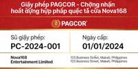 Giấy phép PAGCOR - Chứng nhận hoạt động hợp pháp quốc tế của Nova168